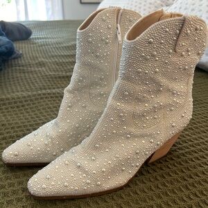Betsey Johnson pearl sparkly booties